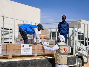 الفريق الإنساني الإماراتي يسلم مضخات وغطاسات لمحطة المياه الرئيسية في “أم جرس” التشادية