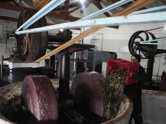 A worker waits for olives to be crushed at a traditional olive oil processing factory in Tebourba, 30 km (17 miles) from Tunis January 5, 2013. REUTERS/Zoubeir Souissi (TUNISIA - Tags: AGRICULTURE FOOD SOCIETY)