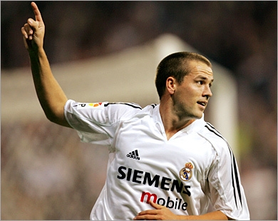 REUTERS - Real Madrid's Michael Owen celebrates scoring a goal against Valencia during their Spanish first division soccer