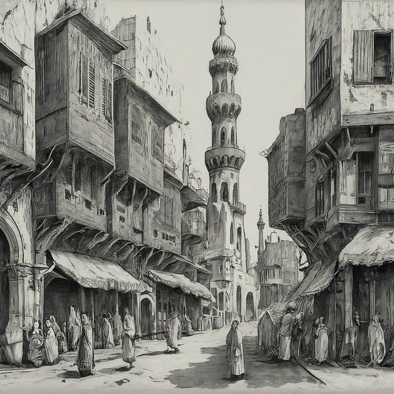 داخلية Pencil sketch artistic image of egypt cairo late 1800