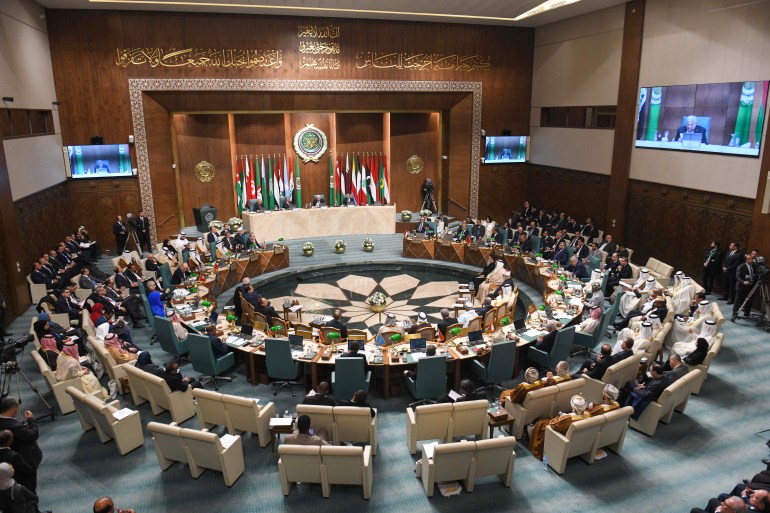 Leaders and delegates attend the Arab League's "Summit for Jerusalem" in Cairo, on February 12, 2023. (Photo by Ahmad HASSAN / AFP)