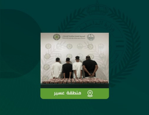 «مكافحة المخدرات» تقبض على 4 مواطنين بعسير لترويجهم 33 ألف قرص خاضع لتنظيم التداول الطبي