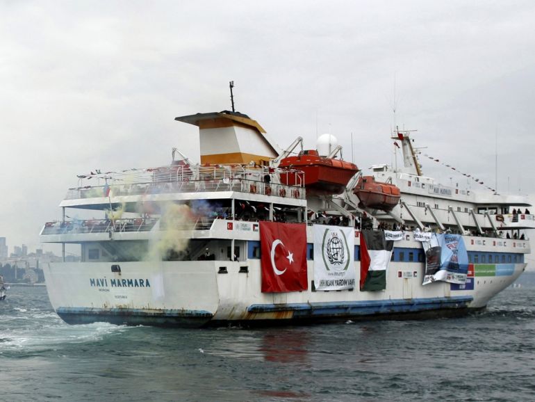 Turkish ship Mavi Marmara, carrying pro-Palestinian activists to take part of a humanitarian convoy, leaves from Sarayburnu port in Istanbul, Turkey May 22, 2010. REUTERS/Emrah Dalkaya/File Photo