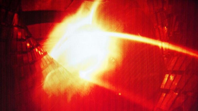A colourized computer image shows the first plasma from the 'Wendelstein 7-X' nuclear fusion research centre at the Max-Planck-Institut for Plasma Physics (IPP) in Greifswald, Germany, 10 December 2015. Controlled from a control centre, around 10 milligrams if helium were introduced to a magnetic field in a vacuum chamber of the 725-ton facility, and heated to 1 million degrees Celsius.