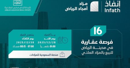 16 فرصة عقارية بمزاد أمجاد الرياض
